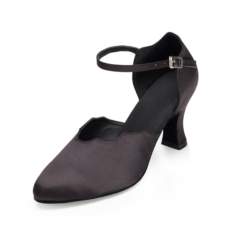 <transcy>Атласная черная женская обувь для современного танца, профессиональная обувь для латинских бальных танцев, сальсы, танго</transcy>