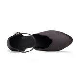 <transcy>Zapatos de baile moderno de satén negro para mujer, zapatos de baile de salón latino profesional Salsa Tango</transcy>