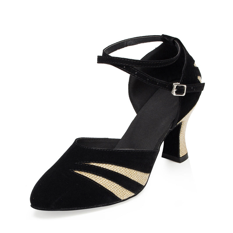 <transcy>Женская обувь из флока для современных танцев, блестящая замшевая обувь на мягкой подошве для латинских бальных танцев, сальсы, танго, танцевальная обувь</transcy>