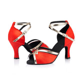 Black Red Women Latin Dance Shoes Performance Soft Ballroom Salsa Dance Shoes
