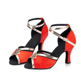 <transcy>Черные красные женские туфли для латинских танцев, мягкие туфли для бальных танцев сальсы</transcy>