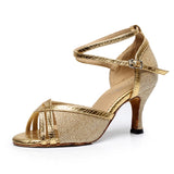 <transcy>Zapatos De Baile Latino De Salón De Salsa Para Mujeres Niñas Dorado Negro Plata Morado</transcy>