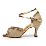 <transcy>Zapatos De Baile Latino De Salón De Salsa Para Mujeres Niñas Dorado Negro Plata Morado</transcy>