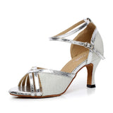 <transcy>Zapatos De Baile Latino De Salón De Salsa Para Mujeres Niñas Dorado Negro Plata Morado</transcy>