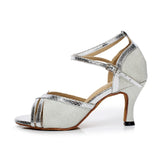 <transcy>Zapatos De Baile Latino De Salón De Salsa Para Mujeres Niñas Dorado Negro Plata Morado</transcy>