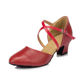 PU Red Women's Latin Ballroom Salsa Modern Dance Shoes