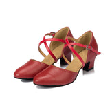 PU Red Women's Latin Ballroom Salsa Modern Dance Shoes