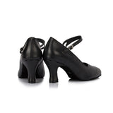 <transcy>Zapatos de baile modernos de PU negros para mujer Zapatos de baile latino de salón Salsa Samba Tango</transcy>