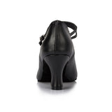 <transcy>Zapatos de baile modernos de PU negros para mujer Zapatos de baile latino de salón Salsa Samba Tango</transcy>