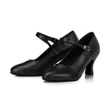 <transcy>Zapatos de baile modernos de PU negros para mujer Zapatos de baile latino de salón Salsa Samba Tango</transcy>