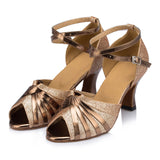 Glitter Women Ballroom Tango Salsa Latin Dance Shoes For Party Wedding Gold Silver