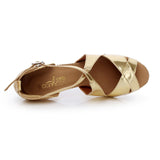 Gold Suede Sole Latin Ballroom Salsa Dance Shoes For Women Girls Training Professional Dance Shoes