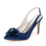 Women's Satin Heel Pumps With Flower Sandals For Wedding Party