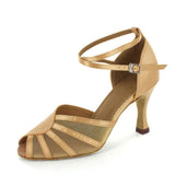 <transcy>Nuevos zapatos de baile de salsa de salón latino profesional de satén zapatos de baile para mujeres y niñas</transcy>