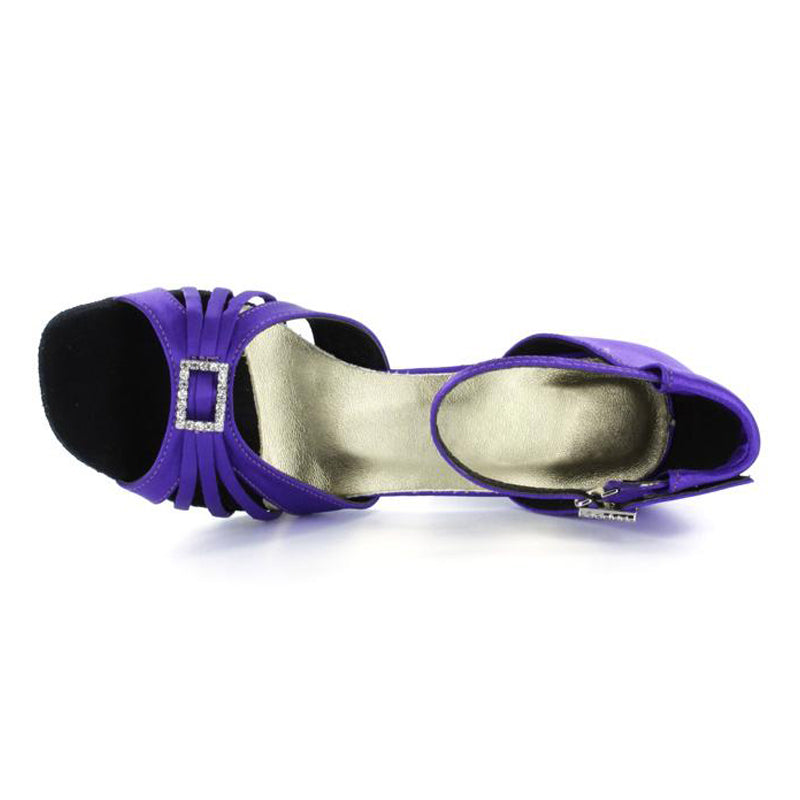 Satin Rhinestone Dance Shoes For Women Ladies Latin Ballroom Tango Dance Shoes