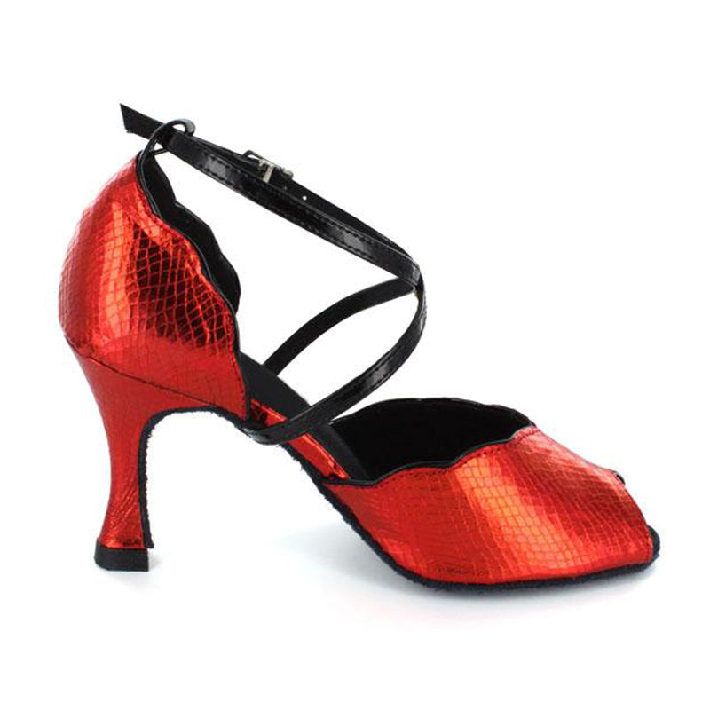 PU Red Latin Ballroom Dance Shoes For Women Girls Tango Salsa Dance Shoes