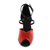 PU Red Latin Ballroom Dance Shoes For Women Girls Tango Salsa Dance Shoes