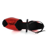 PU Red Latin Ballroom Dance Shoes For Women Girls Tango Salsa Dance Shoes