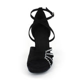 Flock Rhinestone Latin Dance Shoes Women Ballroom Salsa Dance Shoes