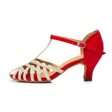 Flock Glitter Women Modern Dance Shoes Red Blue Salsa Latin Ballroom Dance Shoes