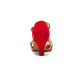 Flock Glitter Women Modern Dance Shoes Red Blue Salsa Latin Ballroom Dance Shoes