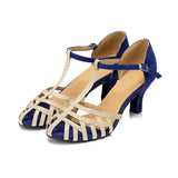 Flock Glitter Women Modern Dance Shoes Red Blue Salsa Latin Ballroom Dance Shoes