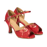 High Quality Women Latin Ballroom Salsa Dance Shoes Bronze Red Gold Blue