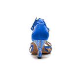 High Quality Satin Latin Ballroom Salsa Dance Shoes For Women Rhinestone Customized Heel