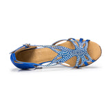 High Quality Satin Latin Ballroom Salsa Dance Shoes For Women Rhinestone Customized Heel