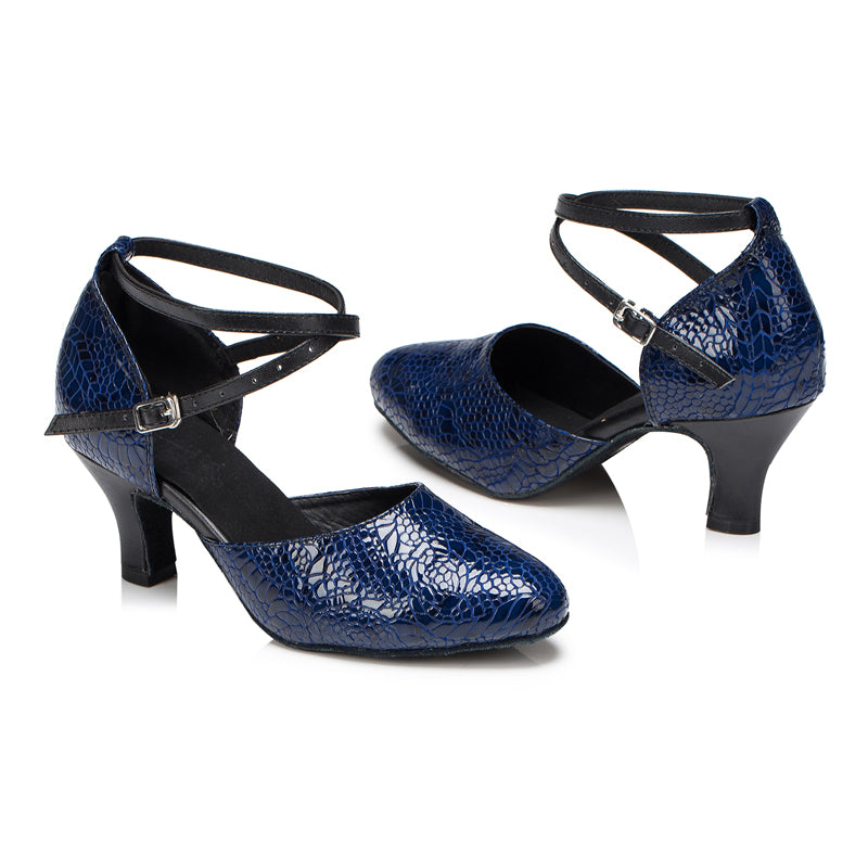 PU Blue Modern Dance Shoes For Women Ladies Latin Salsa Ballroom Samba Dance Shoes