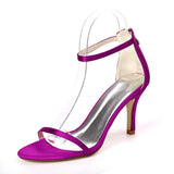 Women's Satin Stiletto Heel Open Toe Sandals With Chain Pumps