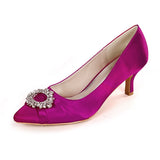 Women Bridal Wedding Shoes Satin Rhinestone Crystal Pumps Stiletto High Heel