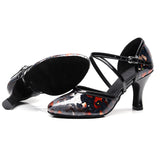 Modern Dance Shoes Black Pointed Closed Toe Women Girls Ballroom Latin Dancing Shoes