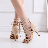 Indoor Latin Ballroom Dance Shoes Apricot Black Flock Women Salsa Tango Dancing Shoes Boots Customized Heels