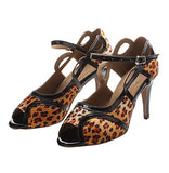 Salsa Latin Dance Shoes | Women Girls Salsa Shoes | Leopard Silver | Danceshoesmart