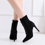 Salsa Jazz Ballroom Indoor Latin Dance Shoes for Women Dancing Girl High Heels Flock Professional Boots