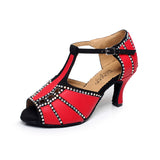 PU Rhinestone Latin Ballroom Salsa Dance Shoes For Women Girls