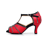 PU Rhinestone Latin Ballroom Salsa Dance Shoes For Women Girls