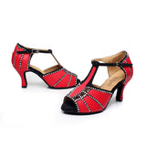 PU Rhinestone Latin Ballroom Salsa Dance Shoes For Women Girls