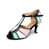 PU Rhinestone Latin Ballroom Salsa Dance Shoes For Women Girls