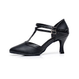 <transcy>Zapatos de baile latino negros modernos Zapatos de baile de salsa de salón de talla grande</transcy>