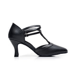 <transcy>Zapatos de baile latino negros modernos Zapatos de baile de salsa de salón de talla grande</transcy>