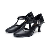<transcy>Zapatos de baile latino negros modernos Zapatos de baile de salsa de salón de talla grande</transcy>