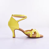 Yellow PU Women Dance Shoes Latin Ballroom Tango Salsa Dance Shoes For Girls Ladies Professional Shoes