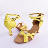 Yellow PU Women Dance Shoes Latin Ballroom Tango Salsa Dance Shoes For Girls Ladies Professional Shoes