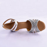 <transcy>Plata Mujeres Salón de baile latino Salsa Zapatos de baile Lentejuelas Fiesta Rendimiento Suede Zapatos de fondo suave</transcy>