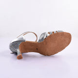 <transcy>Plata Mujeres Salón de baile latino Salsa Zapatos de baile Lentejuelas Fiesta Rendimiento Suede Zapatos de fondo suave</transcy>