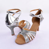 <transcy>Серебряная женская обувь для латинских бальных танцев сальса, обувь для танцев с блестками, замшевая обувь для вечеринок с мягкой подошвой</transcy>