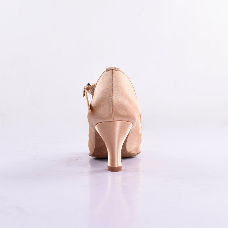 <transcy>Стандартная танцевальная обувь Желто-коричневый Атласный Высокий каблук Женская Танго Обувь для бальных танцев для современного танца Мягкая подошва</transcy>