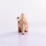 Standard Dance Shoes Tan Satin High Heel Ladies Tango Ballroom Modern Dance Shoes Soft Sole